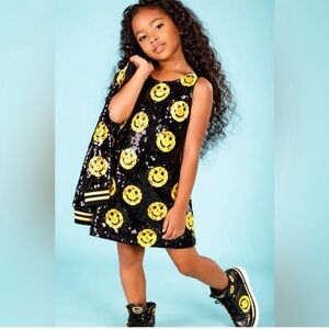 Lola + The Boys Black and Yellow Smiley Dress & Bomber Jacket